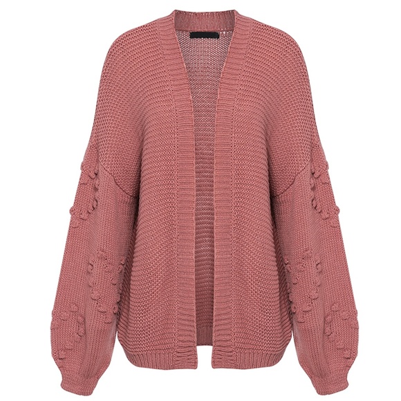 Pom Pom Hearts Berry Pink Oversized Cardigan - Picture 6 of 12